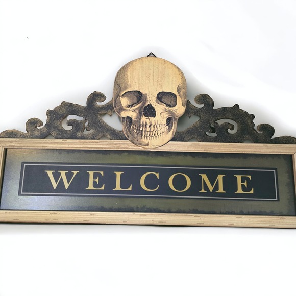 Other Other - 28 Inch Skull Welcome Wooden Sign
